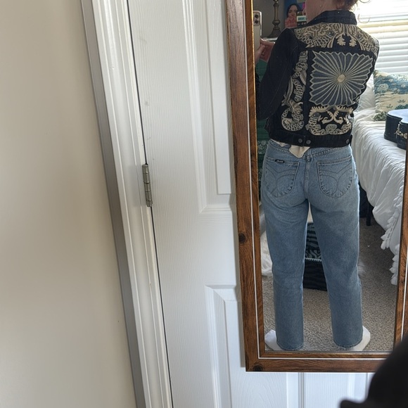 Embroidered Black Jean Jacket size XS - Picture 5 of 10